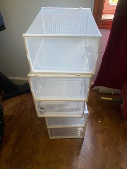 Stackable Plastic Shoe Storage Boxes Set