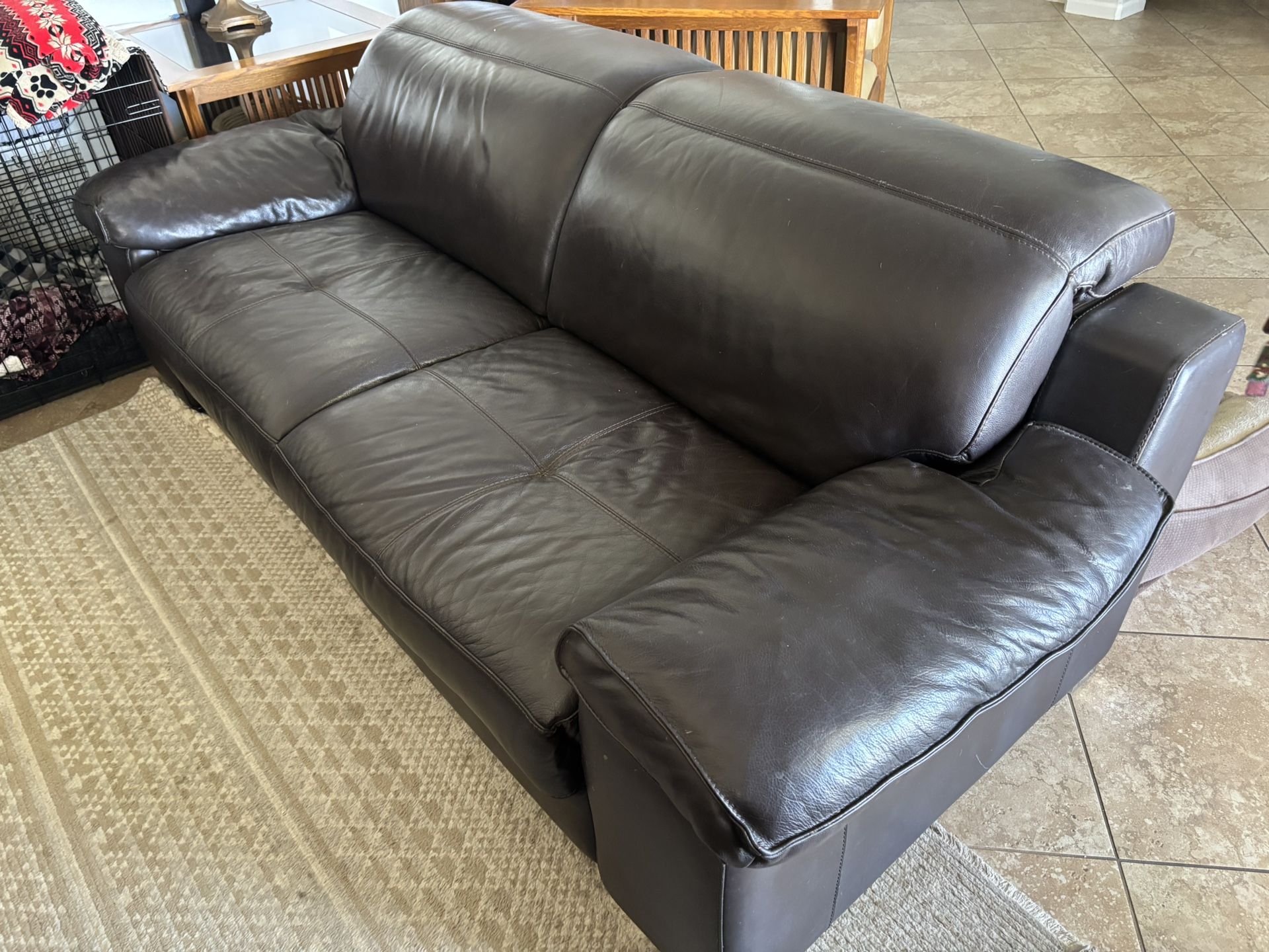 Z Gallerie Powered Reclining Couch And Extra Wide Side Chairs.