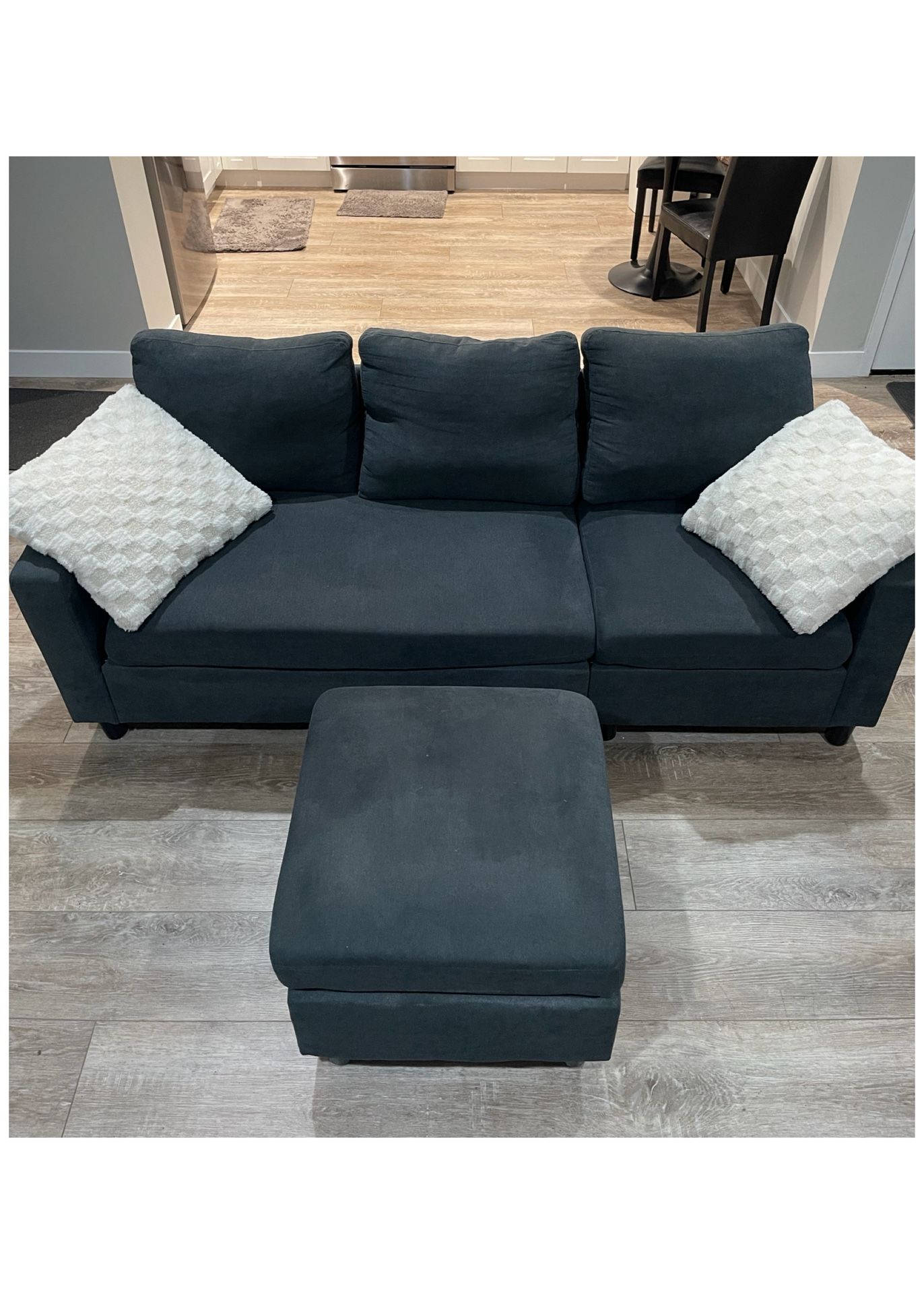 Gray Couch With Ottoman