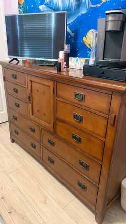 Wooden Dresser with Metal Handles