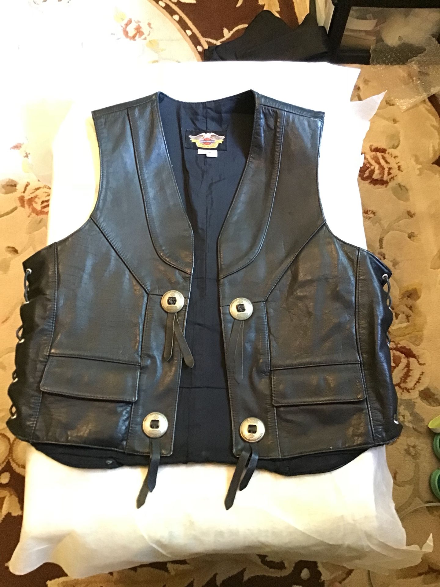 Harley Davidson 1990’s Men’s Gamblers Leather Vest