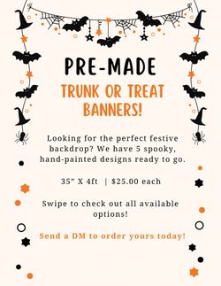 Pre-Made Trunk or Treat Halloween Banner