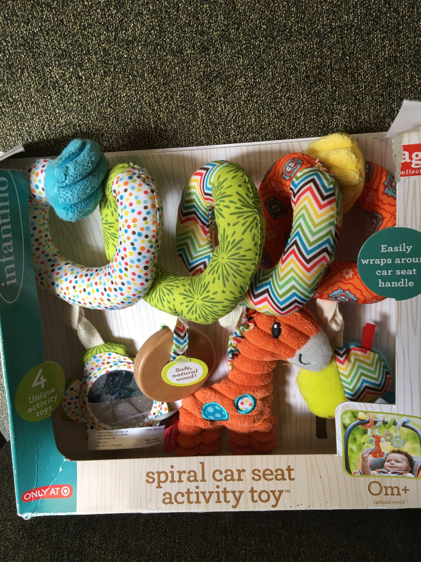Spiral car seat activity toy