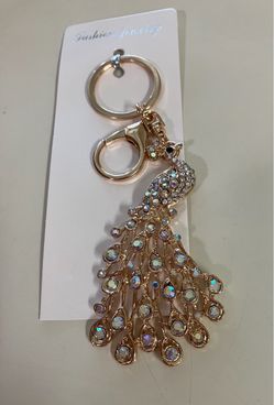 Peacock Jeweled Keychain Bag Charm