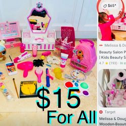 $15 For All Melissa & Doug Wooden Salon Play Set,Lol Doll & Plus accessories extras realistic sounds