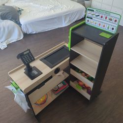 Pretend Play Grocery Store Wooden Supermarket Toy Set 