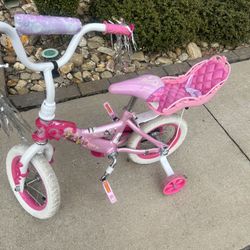 Disney Princess Girls' 12" Bike with Doll Carrier by Huffy