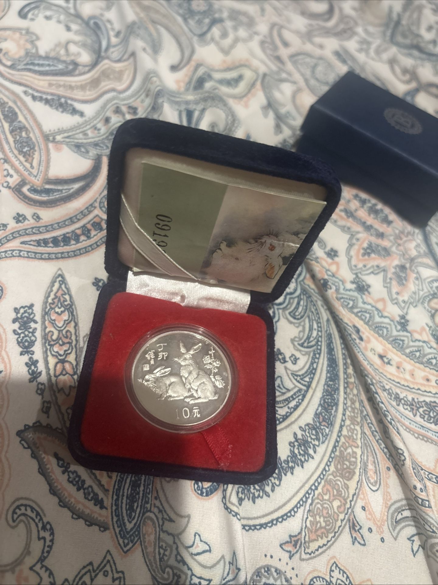 1987 China 50 Yuan Year Of The Rabbit 5 Oz Silver Coin Sealed With Box