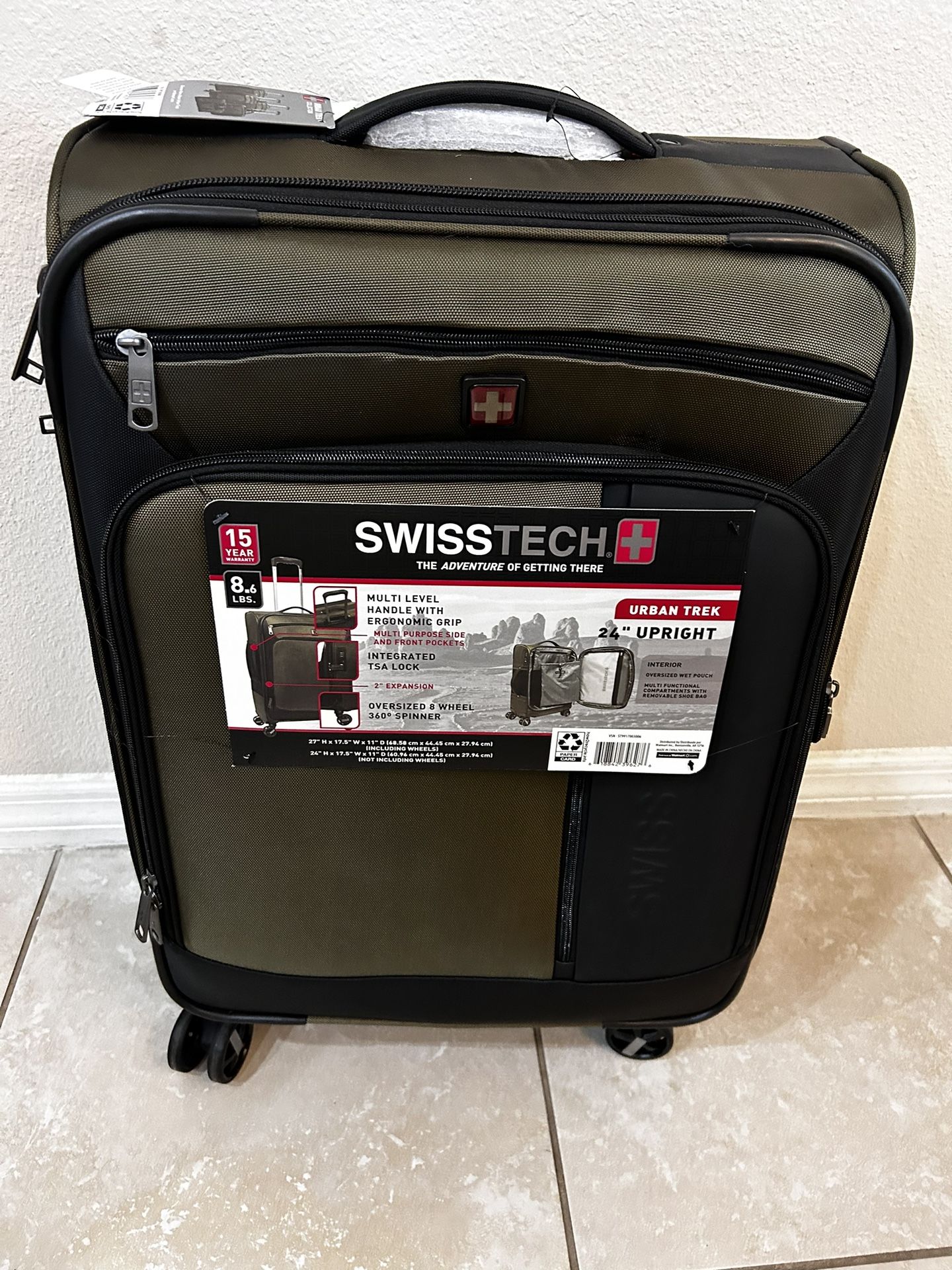 SwissTech Urban Trek 28 Check Soft Side Luggage, Olive