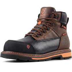 SUREWAY 6in Waterproof Work Boots for Men, Leather, Soft/Composite Toe Waterproof leather work boots with Goodyearwelt construction,EH protection,oil 