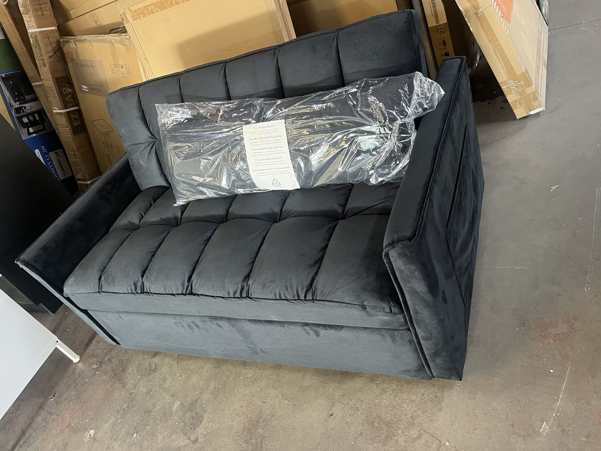 53" Sleeper Sofa Couch with Pull Out Bed Convertible 3 in 1 Futon Lounge Sofa Small Love Seat for Living Room Apartment Comfy Velvet Reclining Back