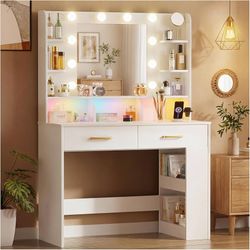 LUCKRACER Vanity Desk with LED
