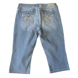 Seven7 Mid Rise Light Blue Stretch Denim Capri Cropped Jeans Womens 16