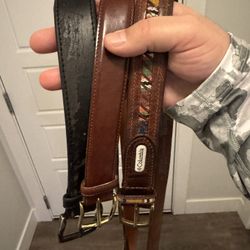 Two Brown & One Black Belt Size 44 Mens 