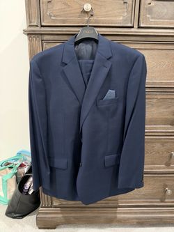 Men's Navy Blue Plaid Suit Jacket