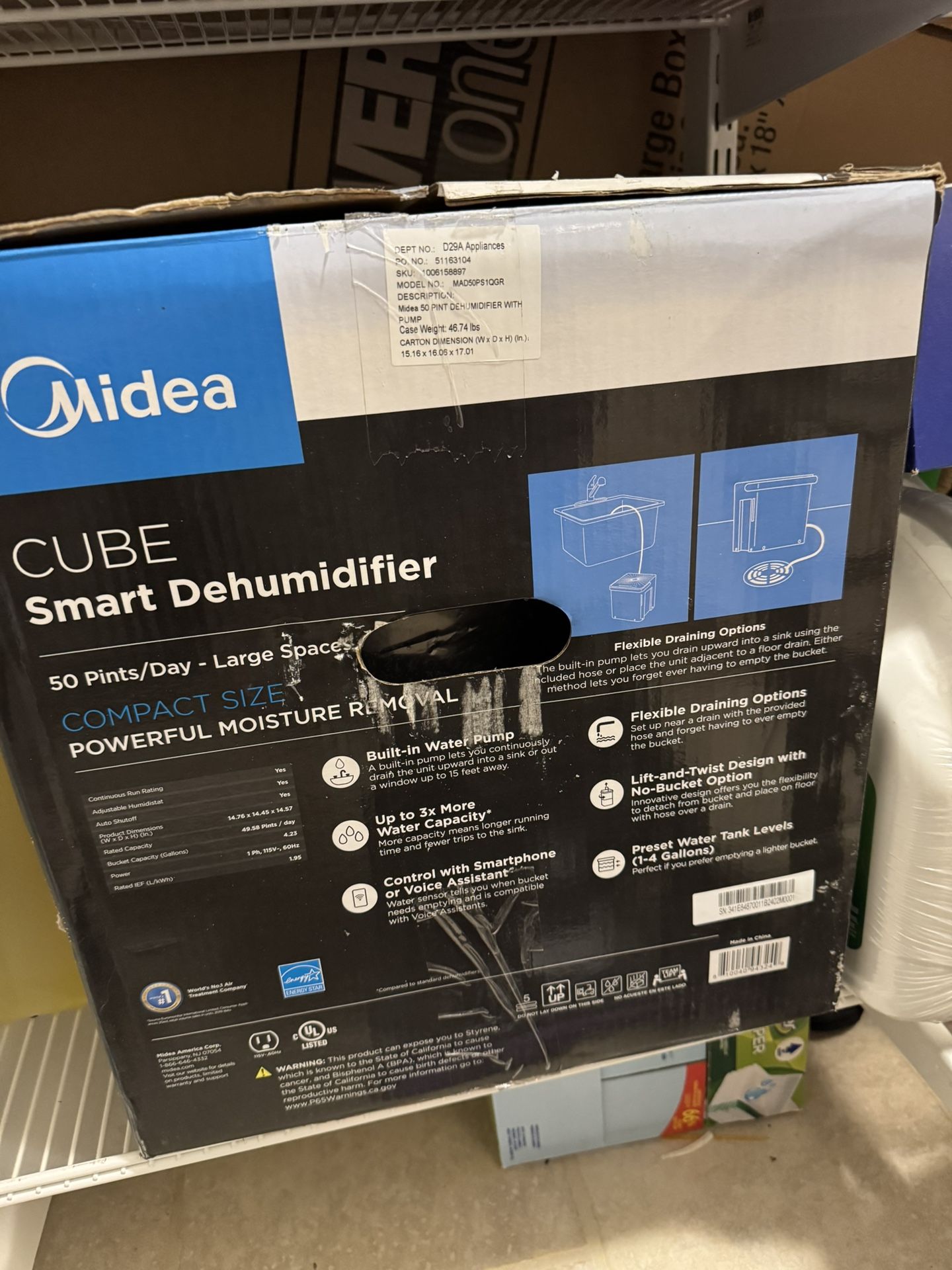 Media smart cube 50 Pint Dehumidifier