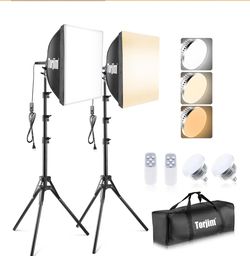 Softbox Photography Lighting Kit, 16'' x 16'' Professional Softbox Lighting Kit with 85W 3000-7500K LED Bulbs, Studio Lights for Photography/Video Rec