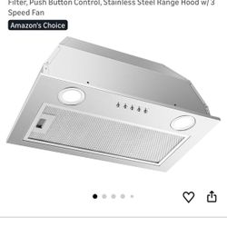 Range Hood Insert 20 Inch, Built-in Kitchen Hood 600CFM, Ducted/Ductless Convertible, Vent Hood Insert w/Mesh Filter, Push Button Control, Stainless S