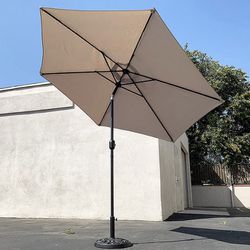 (NEW) $60 Patio Set (10ft Umbrella and Base Stand) Tilt Crank, Outdoor Garden Market, Beige or Red color 