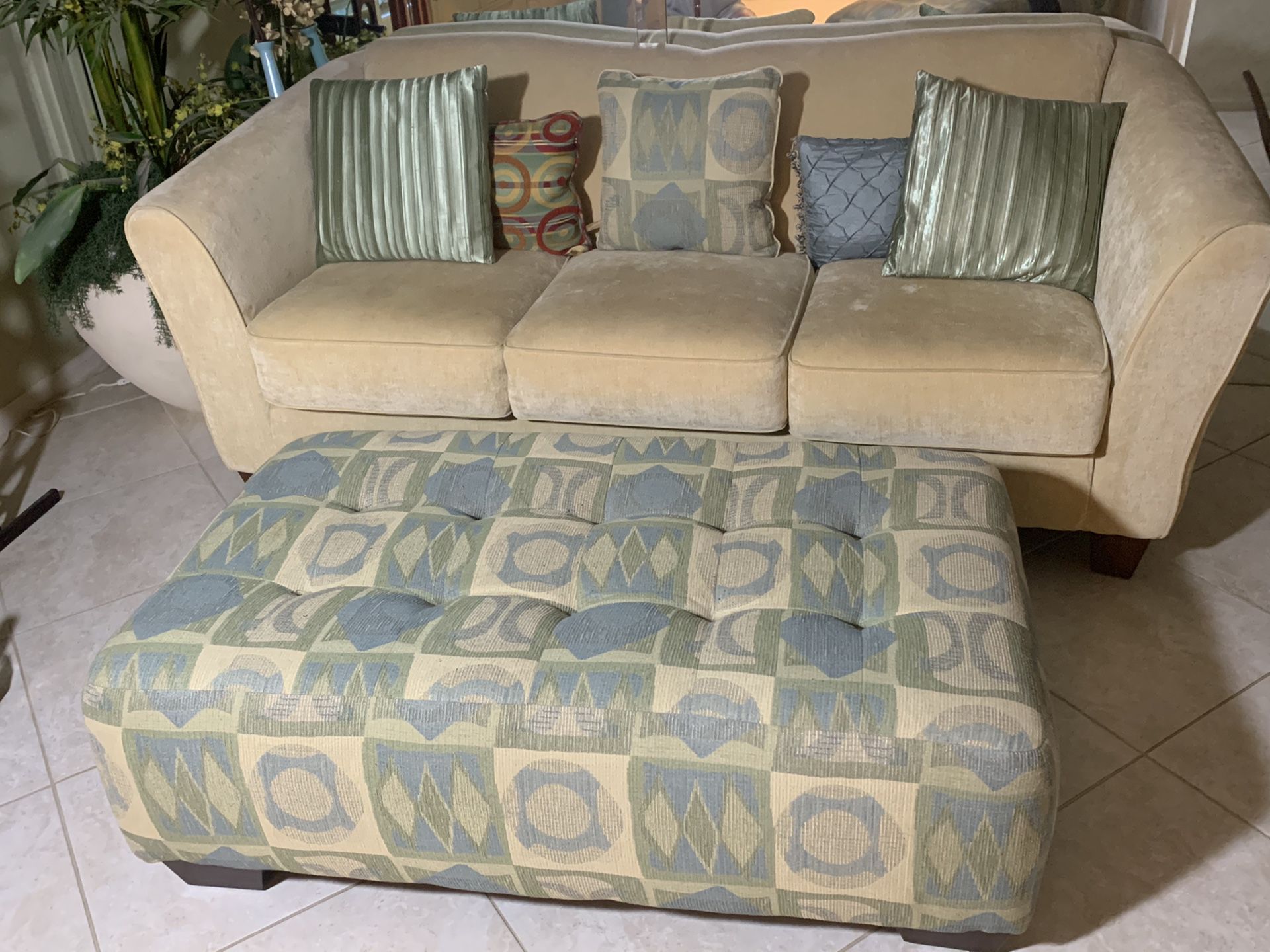 Modern sofa, ottoman and chaise lounger