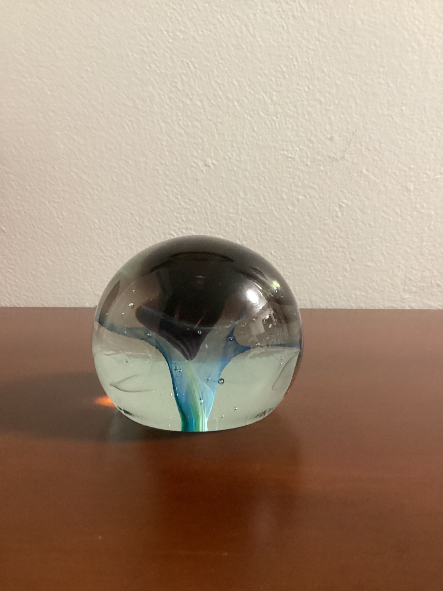 Vintage Hand Crafted Art Glass Signed by Salamandra Glass 1989 Paperweight