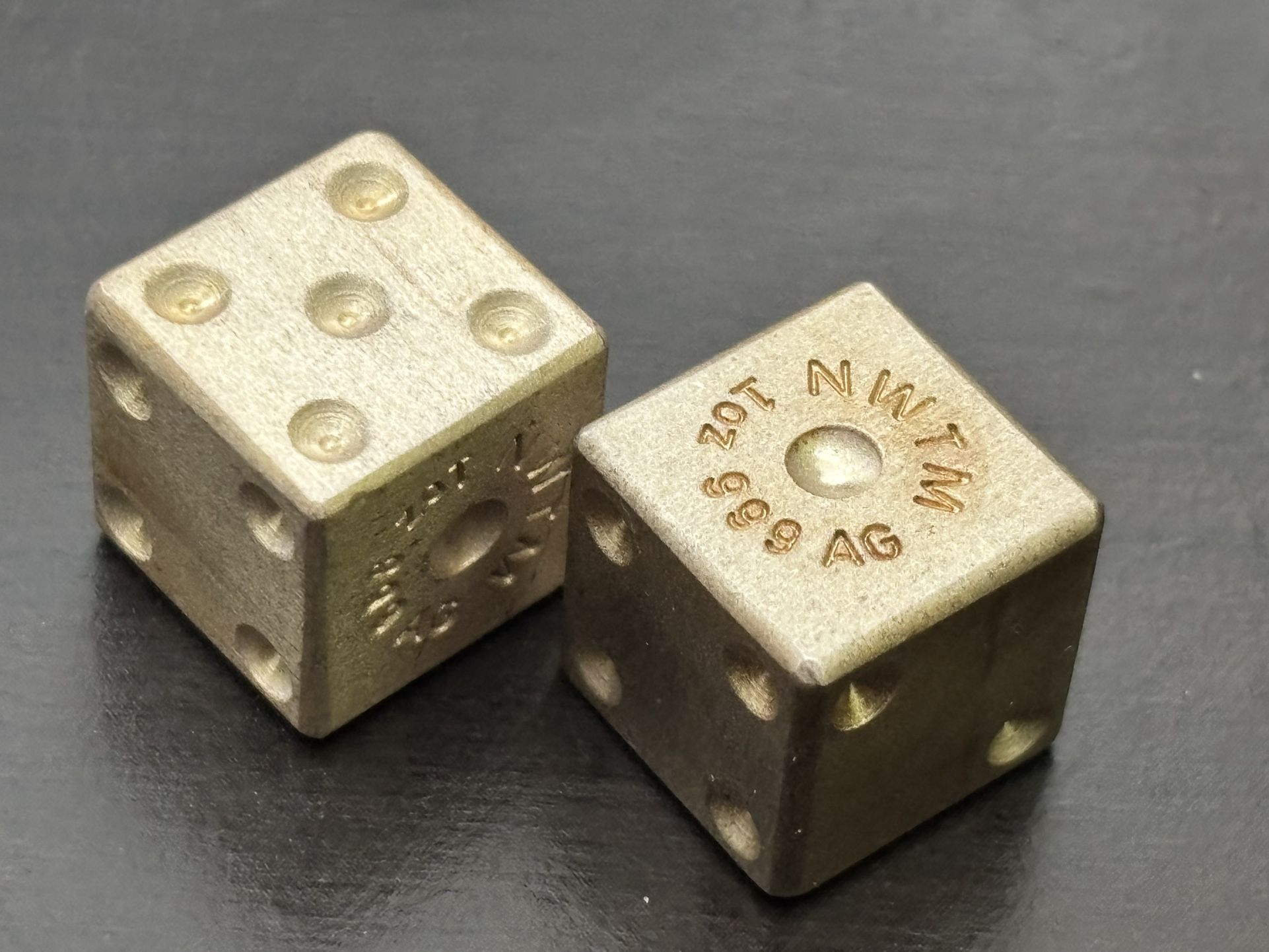 Dice, for collection, hobby. Ag. 999.9. 1 Oz