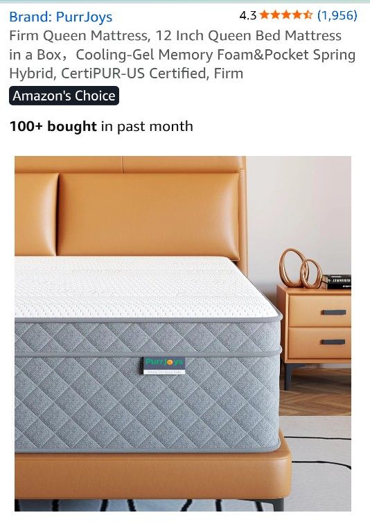 Purrjoy Firm 12 inch Queen Firm Mattress