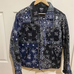 Vintage bomber jacket flag blue (sz-M) 100% Authentic