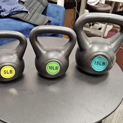3 Pieces Balance Form Wide Grip Kettlebell Exercise Fitness Weight Set. 5+10+15lbs 