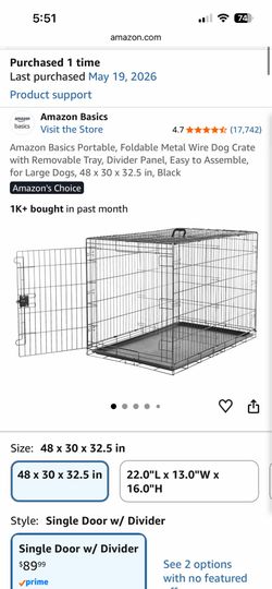 Amazon Basics Dog Crate. Used 1x