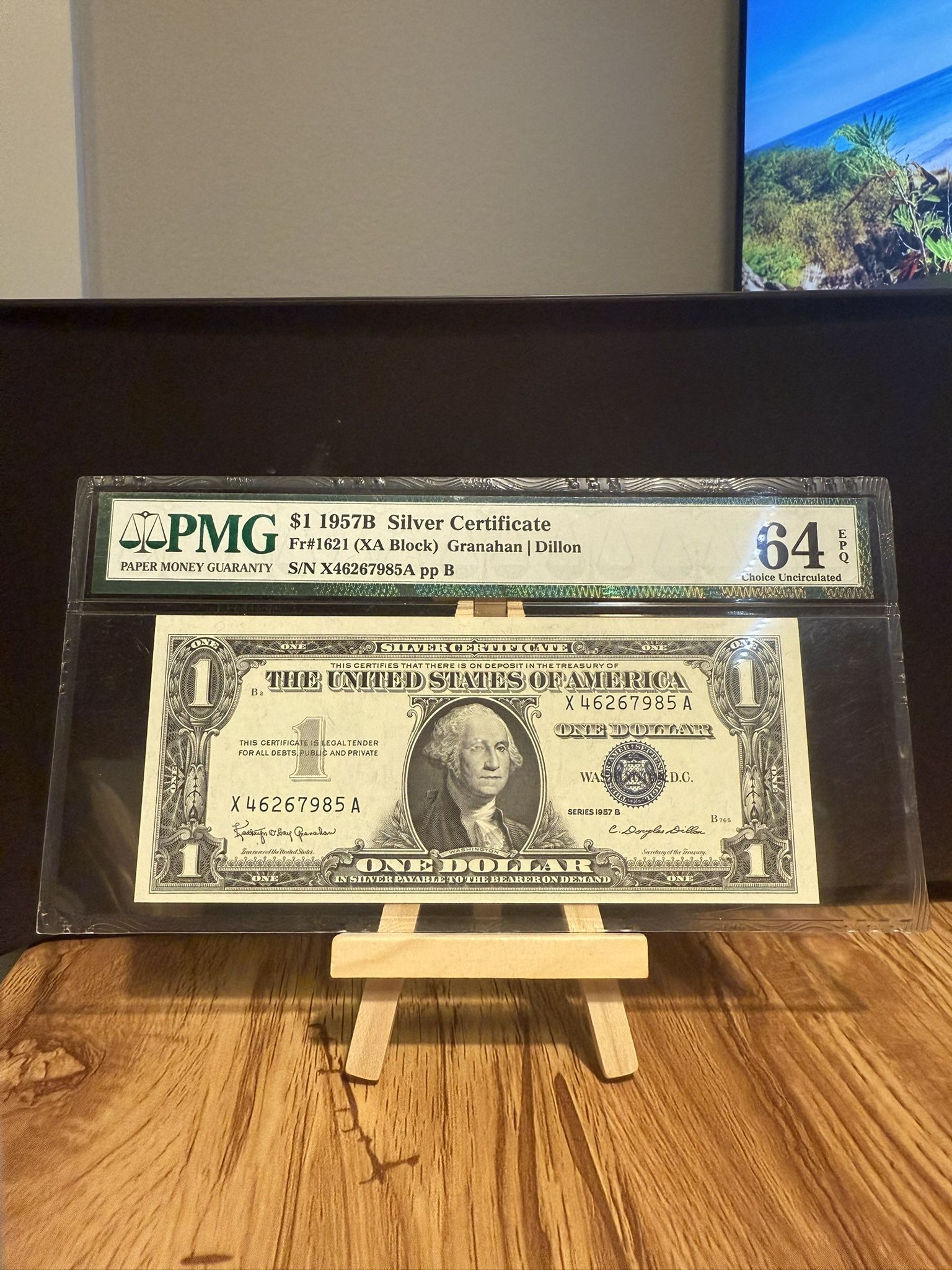 EPQ UNC $1 1957 Silver Certificate Blue Seal 64 PMG Rated