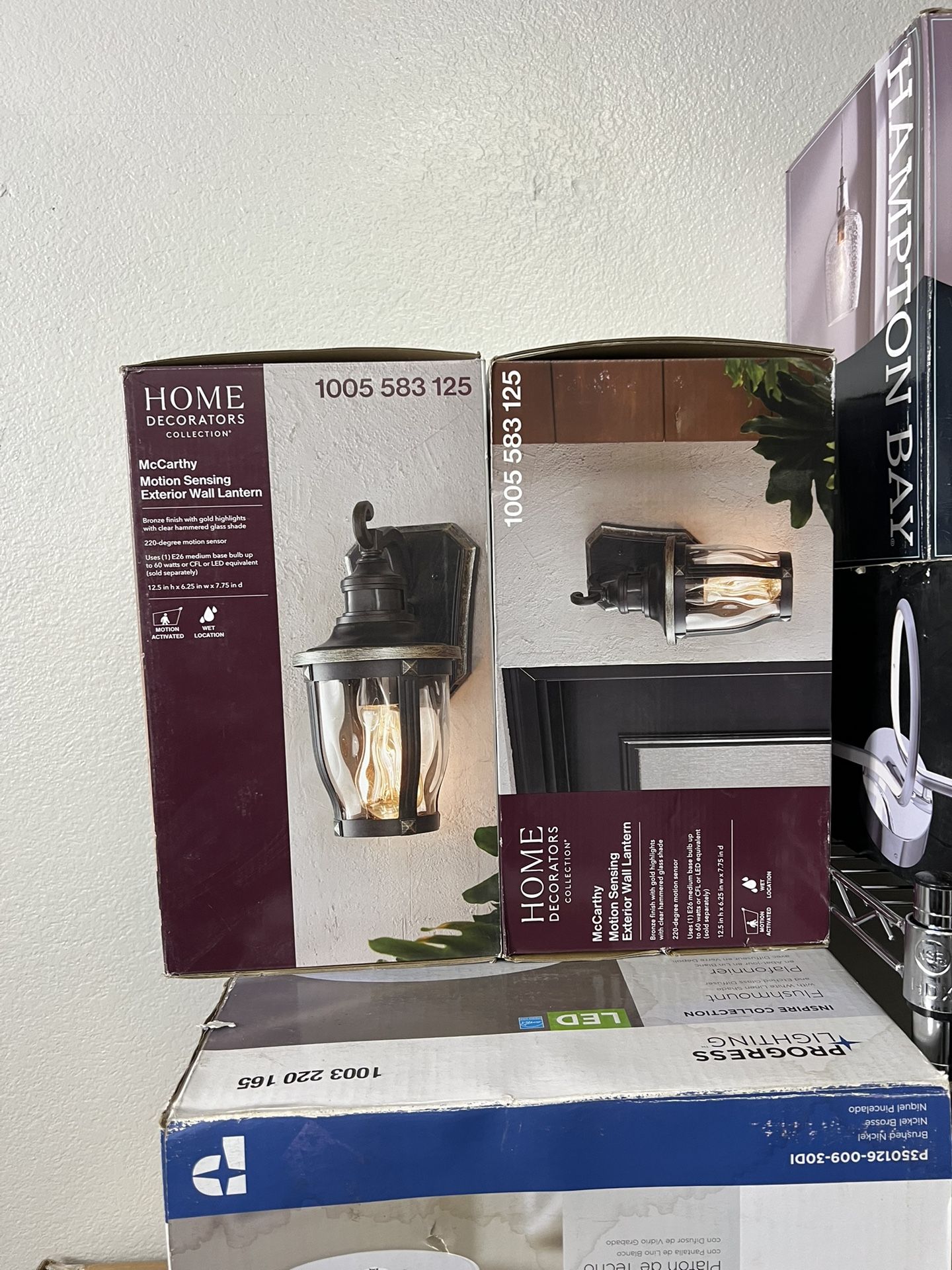 Home Decorators Collection McCarthy 18.5 in. 1-Light Hardwired Bronze Outdoor Wall Light Lantern Sconce with No Bulb Included