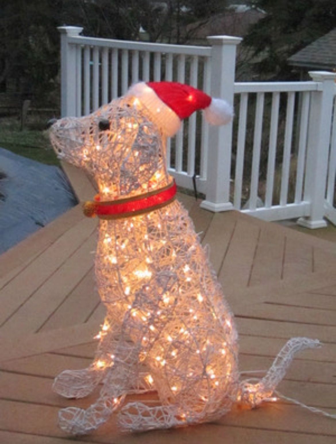 Home Accents 30” PVC LED Dog With Santa Hat