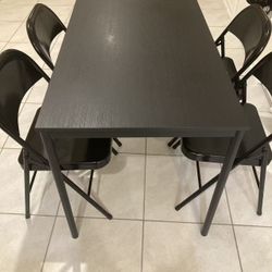 IKEA Dining Table With Four Metal Chairs