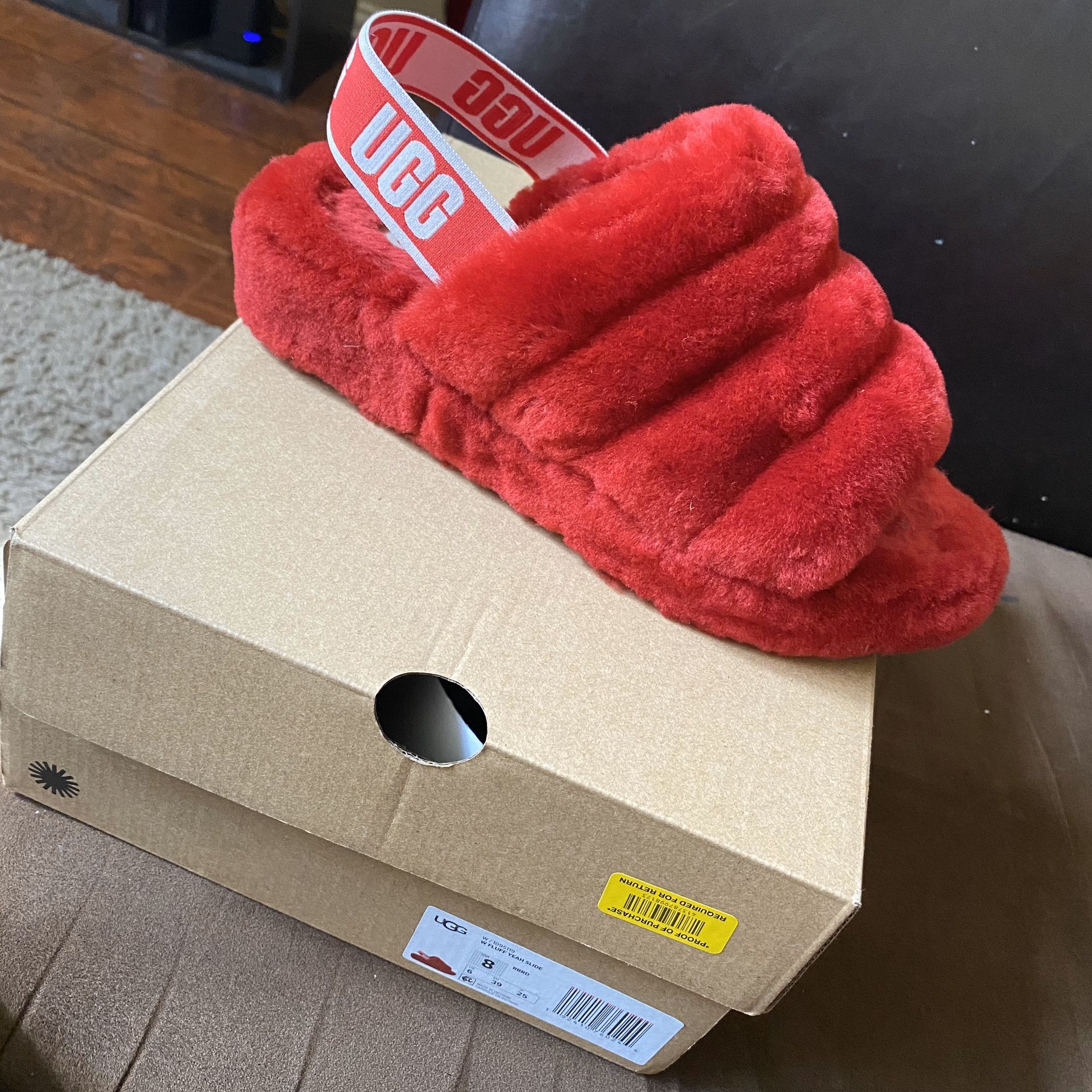 Red ugg slippers size 8