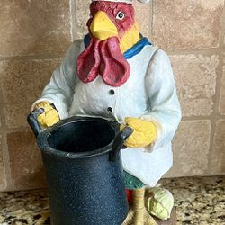 Vintage Rooster Chef Kitchen Utensil Holder