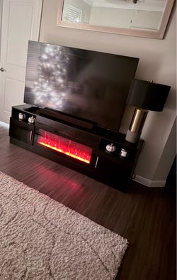70in Black Electric Fireplace TV Stand
