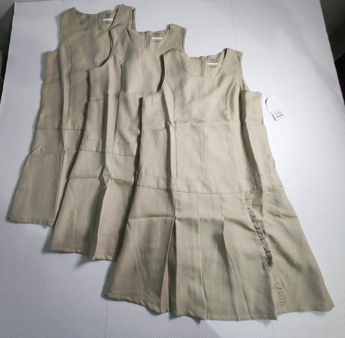 Set Of 3 New khaki uniform dress for girls size 14 new with tags