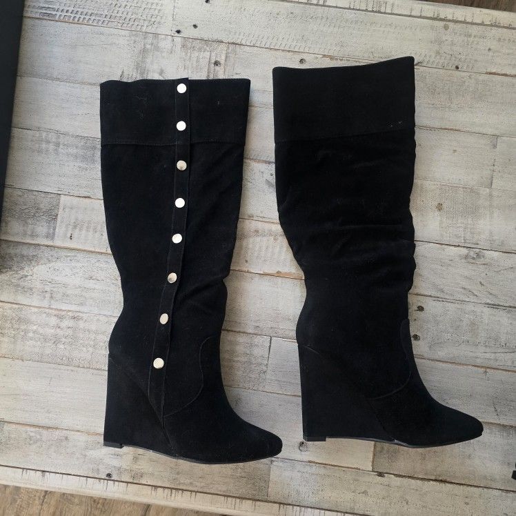 Black Wedged Boots Size 8