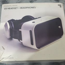 VR HEADSET + HEADPHONES SHARPER IMAGE