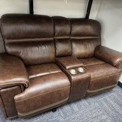 Premium Leather Powered Sofa Set With Cup holders 
