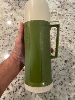 Vintage 1970s Olive Green Thermos