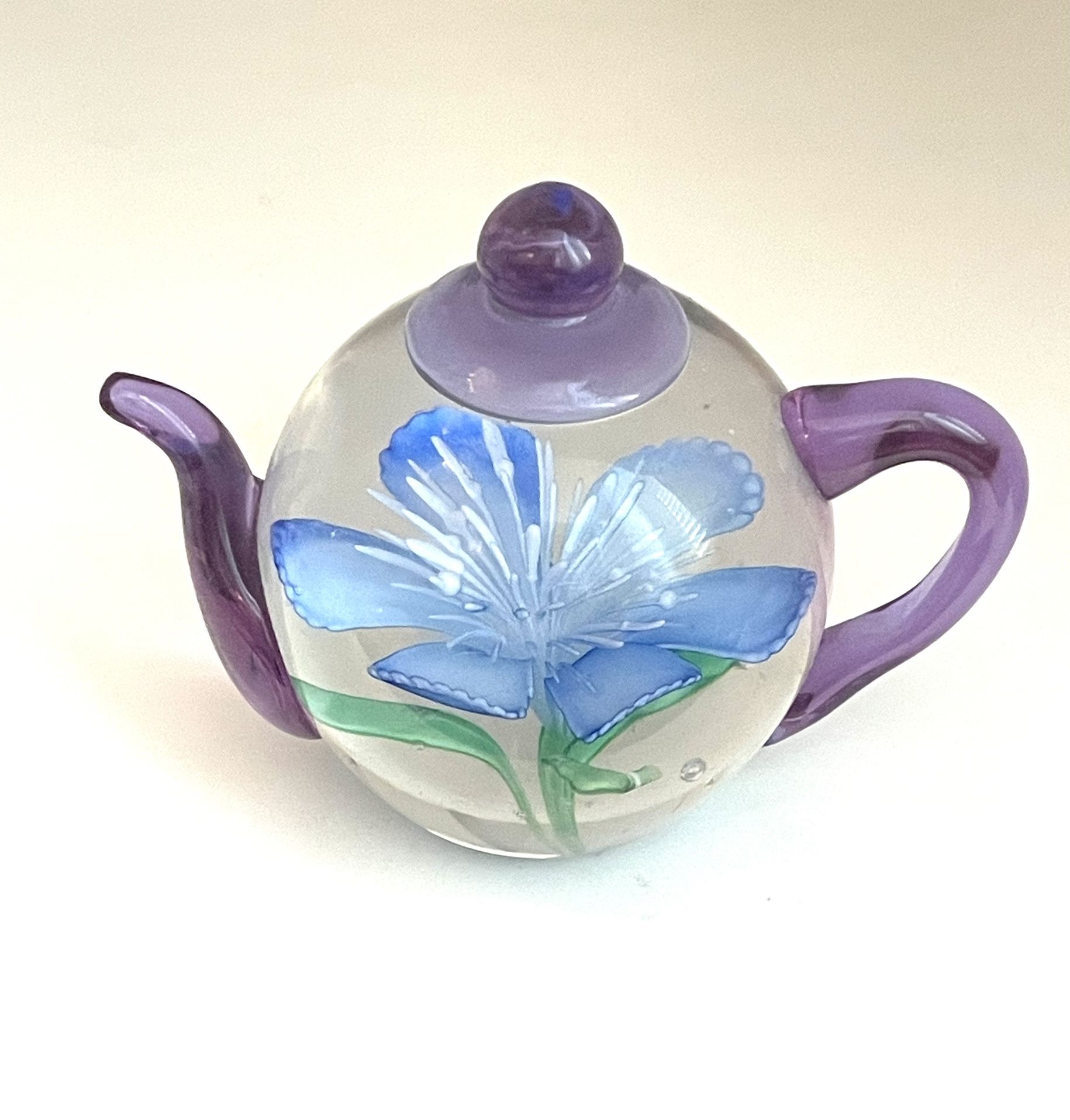 Sweet Blown Glass Floral Teapot