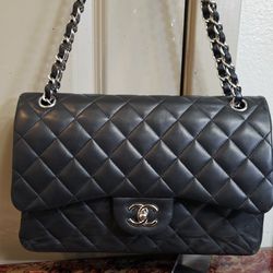 Chanel Jumbo Double Flap Black Lambskin Leather With Silver