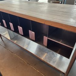 Fabricated Steel Work Table Wood Top