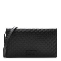 Authentic Gucci Black Micro GG Guccissima Crossbody Wallet Bag 