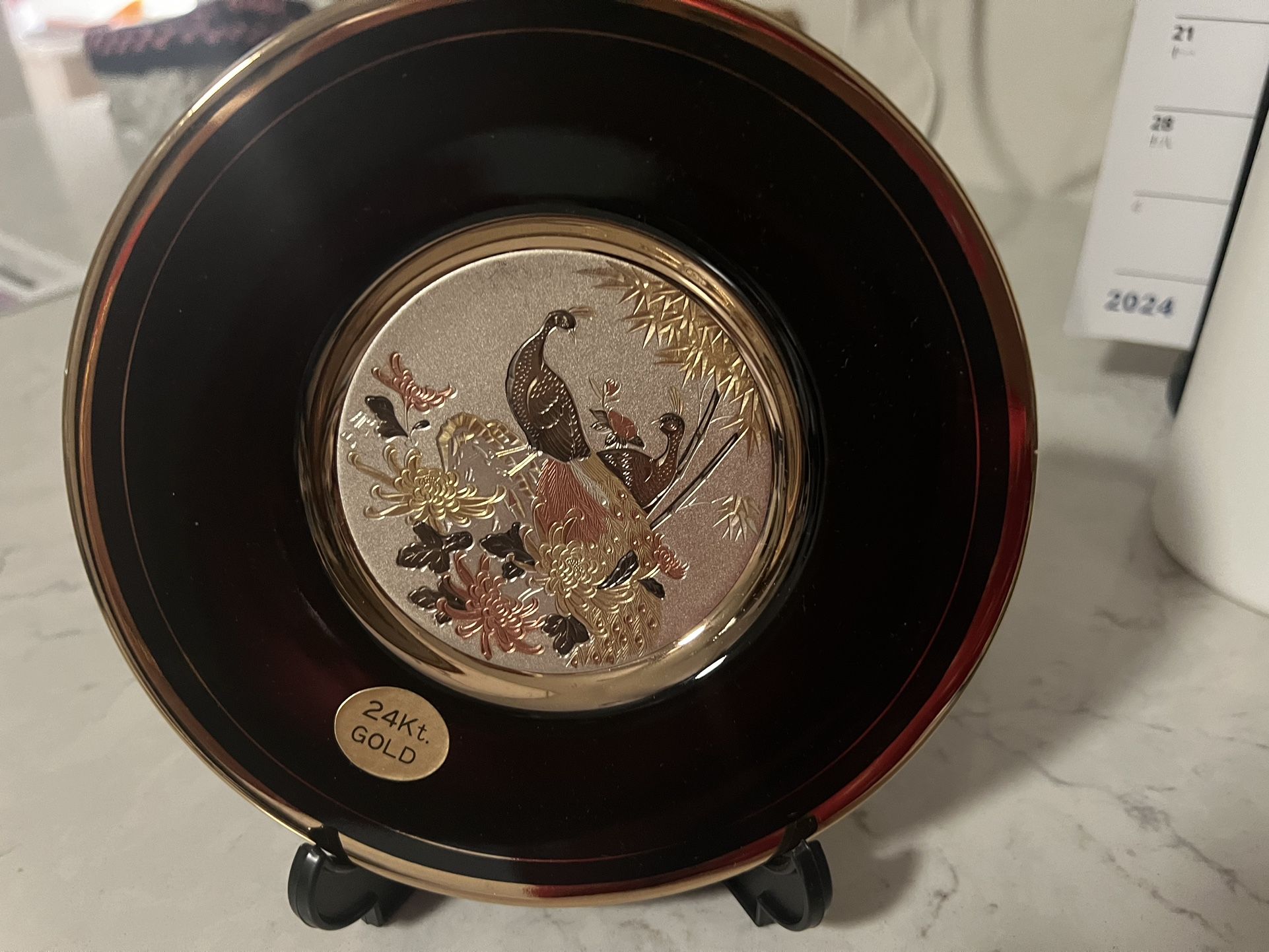 New 6 Inches Diameter One Inch Thick Chokin Collectable Plate With 24 K Edge Made In Japan