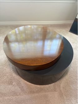 West Elm Stacked Disk Storage Coffee Table, Walnut/Anthracite