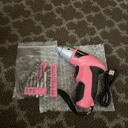 Brand New Electric Power Screwdriver Set w/ Bits – USB Rechargeable, Pink Design