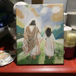 Hand  Painted Jesus Walking Canvas 